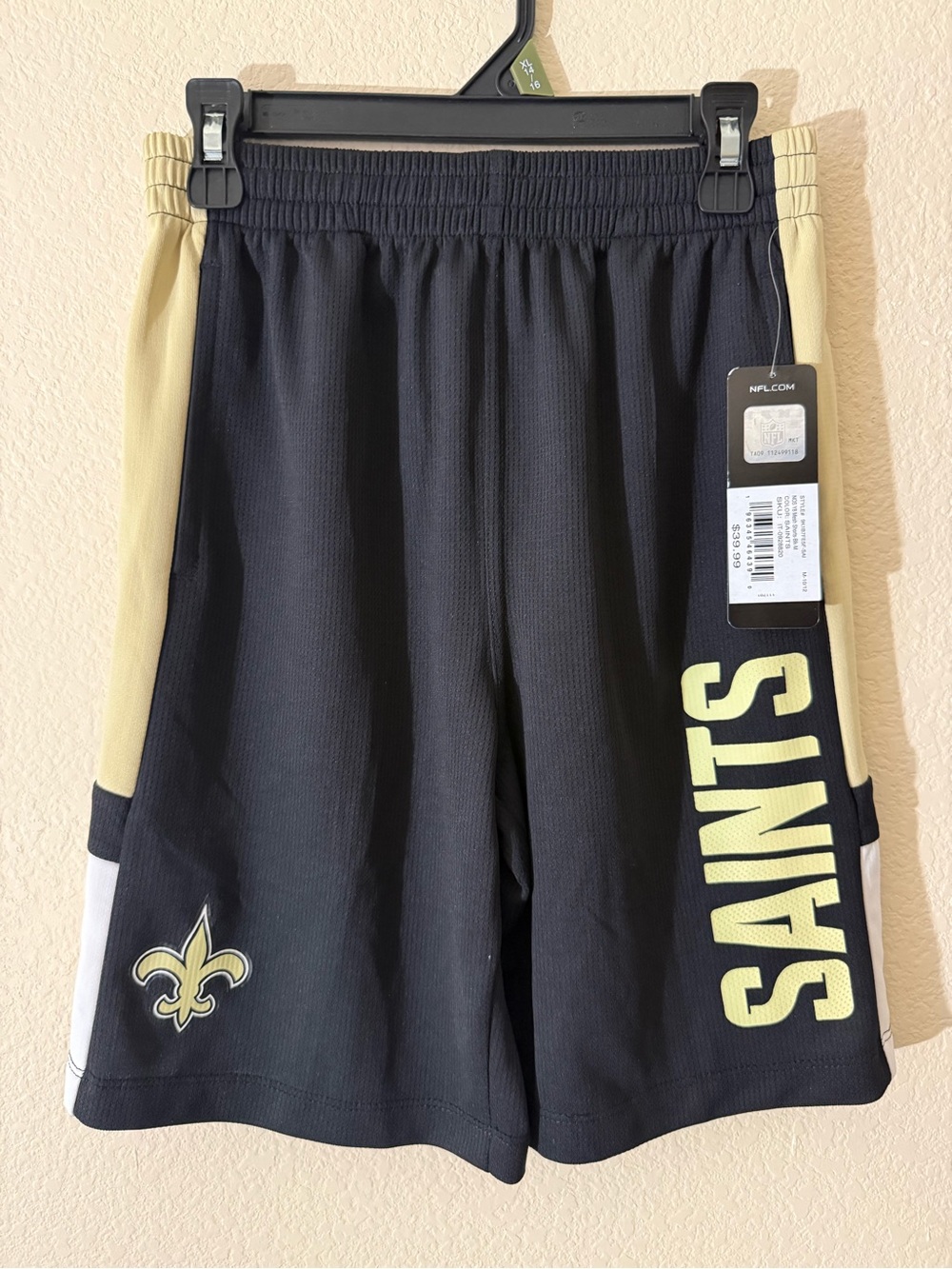 NFL Team Apparel NFL New Orleans Saints Boys Youth Shorts Black/Gold M (10/12)